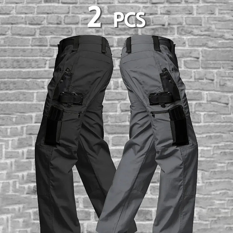 2Pcs Men Tactical Pants Multiple Pockets Outdoor Sports Pants