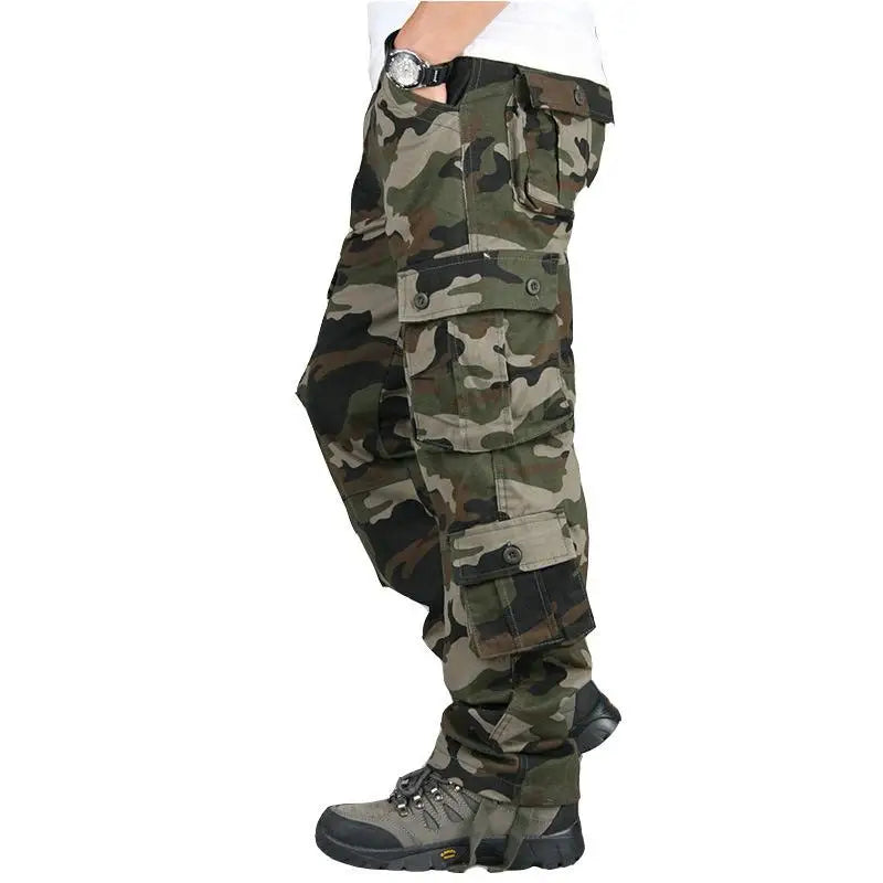Men's Tactical Camouflage Overalls High-Quality Cotton Multi-Pocket Trousers Sports Training Casual Work Pants from China