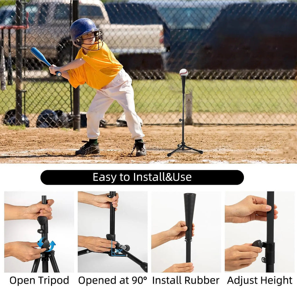 Foldable Baseball Batting Tee Tripod Adjustable Tripod Stand Tee for Hitting Training Practice Portable