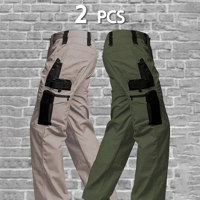 2Pcs Men Tactical Pants Multiple Pockets Outdoor Sports Pants