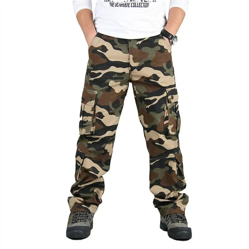 Men's Tactical Camouflage Overalls High-Quality Cotton Multi-Pocket Trousers Sports Training Casual Work Pants from China