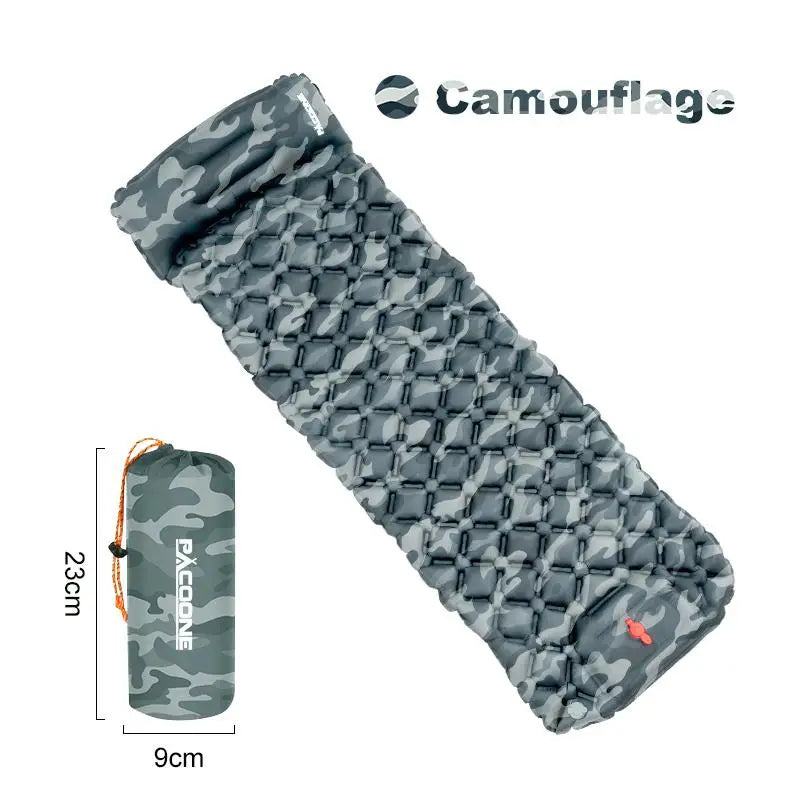 Camping Sleeping Pad Inflatable Mattress with Pillows Ultralight Air Mat Built-in Inflator Pump