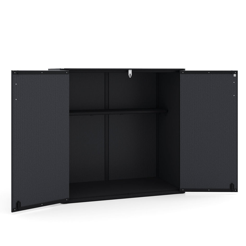 All-Weather Storage Box with Floor and Removable Shelf for Patio and Lawn