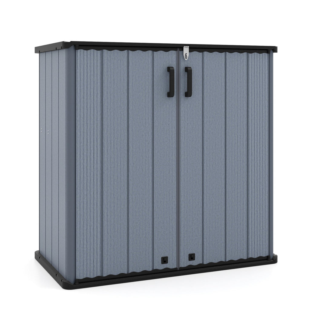 All-Weather Storage Box with Floor and Removable Shelf for Patio and Lawn