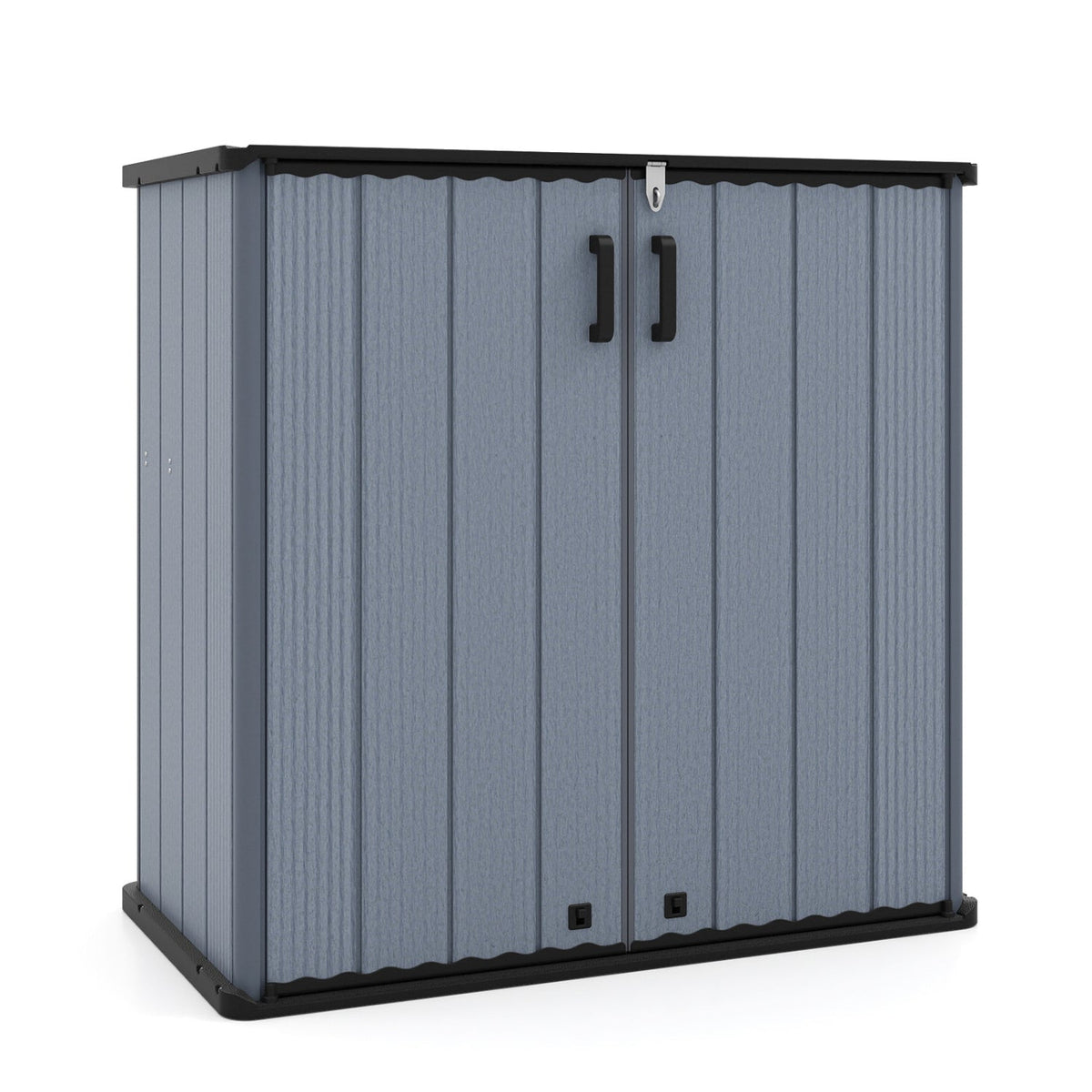 All-Weather Storage Box with Floor and Removable Shelf for Patio and Lawn