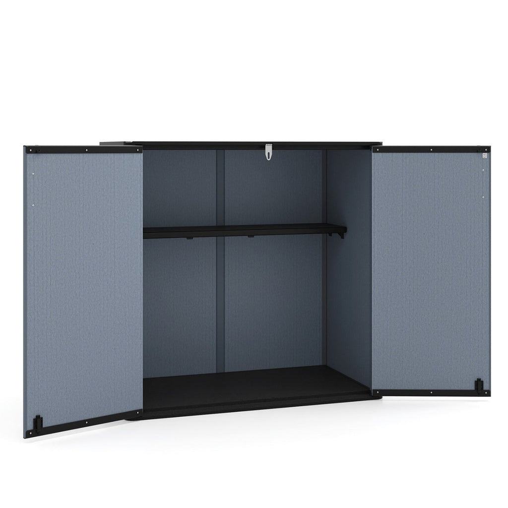 All-Weather Storage Box with Floor and Removable Shelf for Patio and Lawn