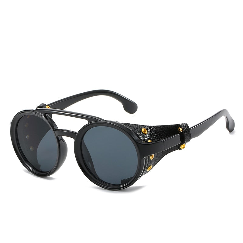 Steampunk Round Sunglasses – Vintage Retro Metal Frame UV Protection Eyewear