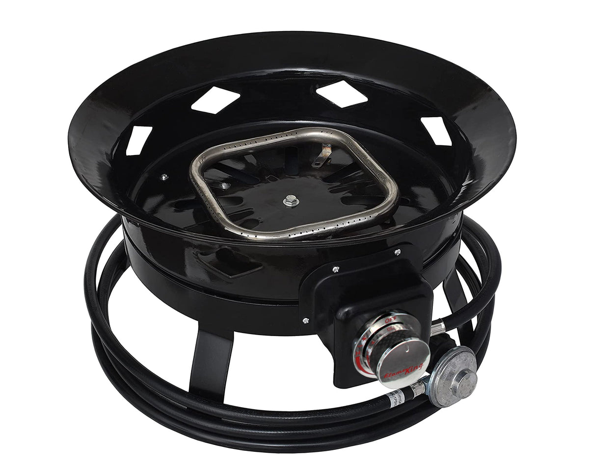Flame King Outdoor Portable Propane Gas 19″ Fire Pit Bowl with Self Igniter Cover Carry Straps