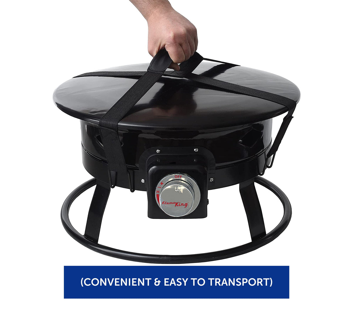 Flame King Outdoor Portable Propane Gas 19″ Fire Pit Bowl with Self Igniter Cover Carry Straps
