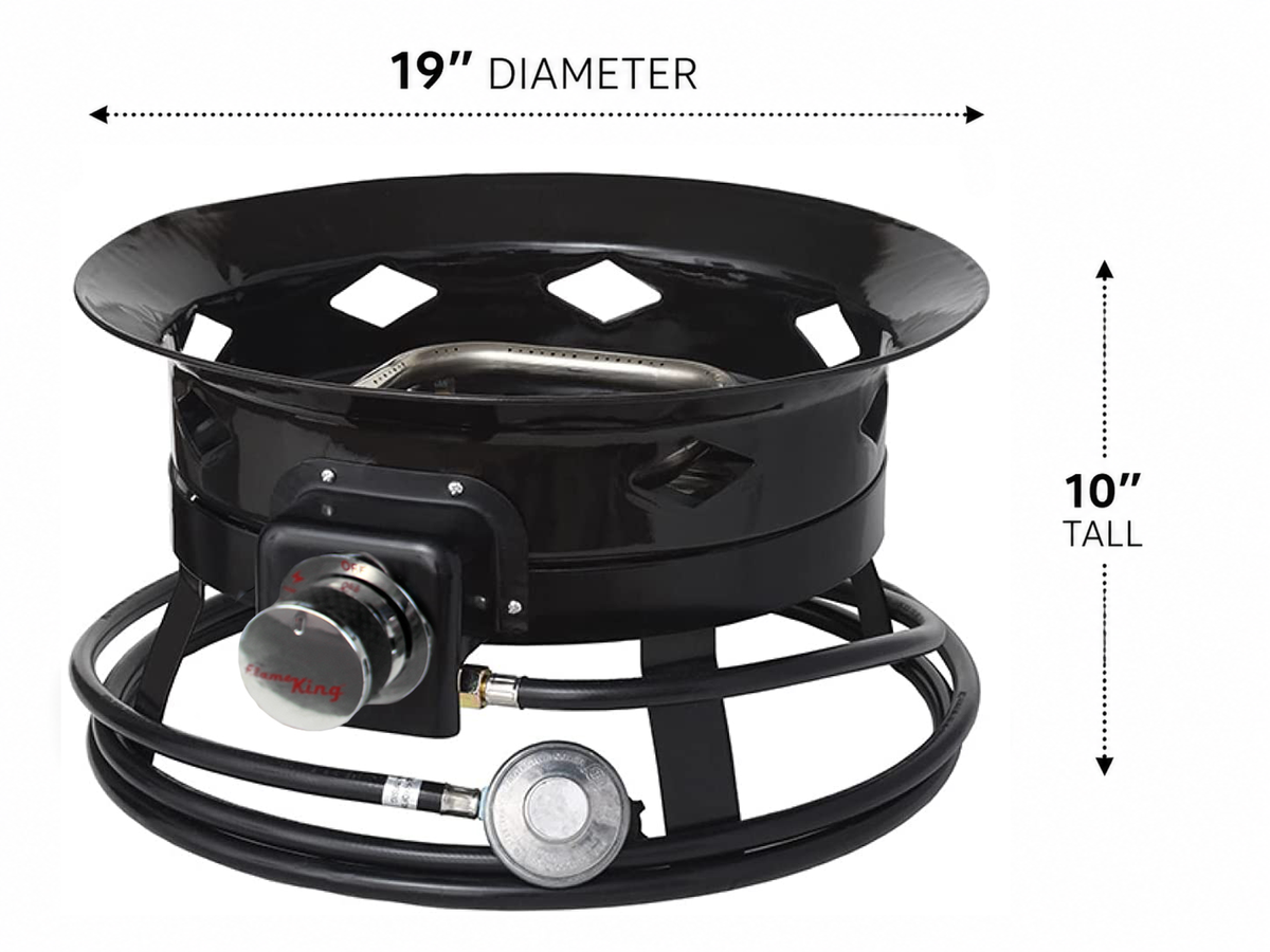 Flame King Outdoor Portable Propane Gas 19″ Fire Pit Bowl with Self Igniter Cover Carry Straps