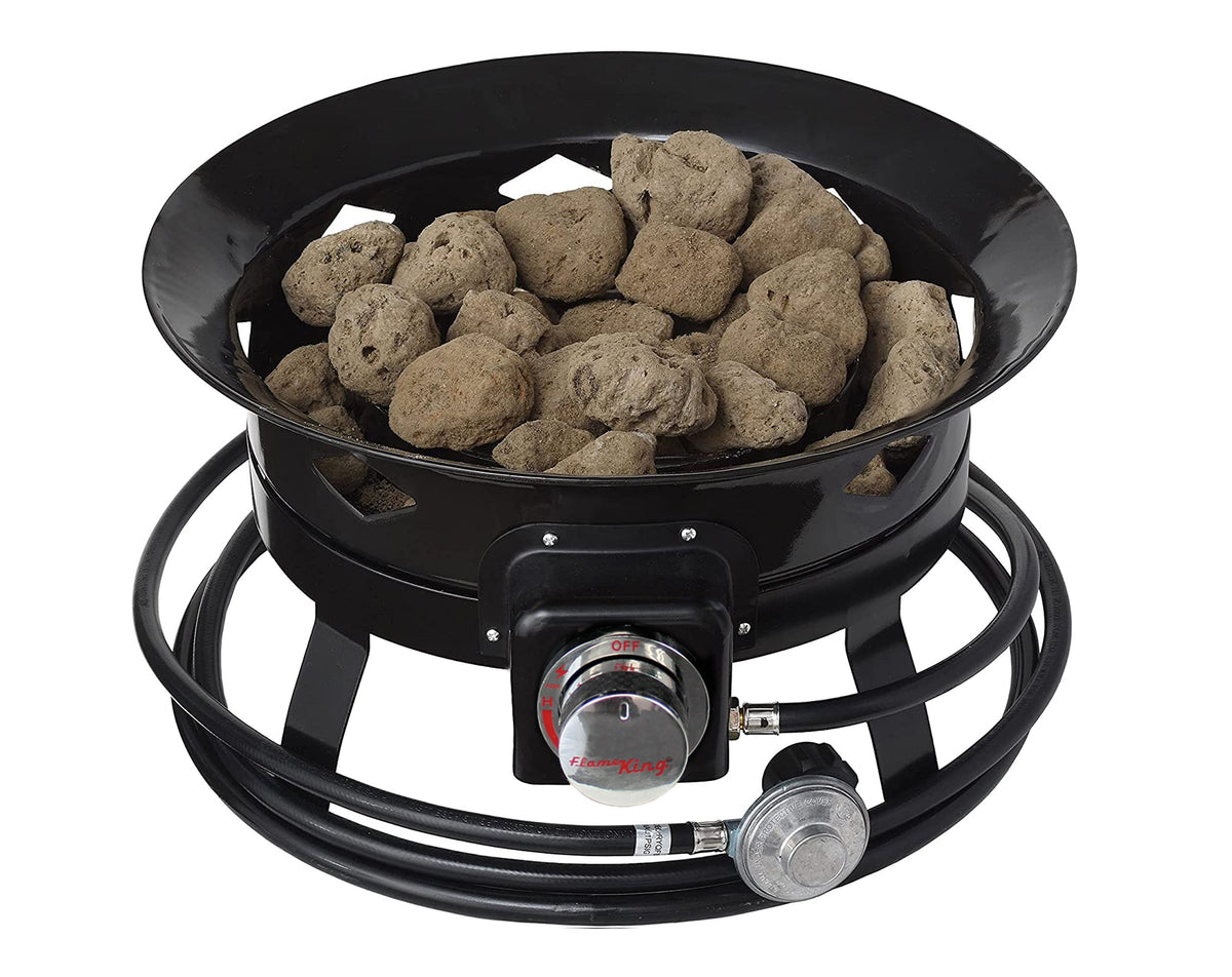 Flame King Outdoor Portable Propane Gas 19″ Fire Pit Bowl with Self Igniter Cover Carry Straps
