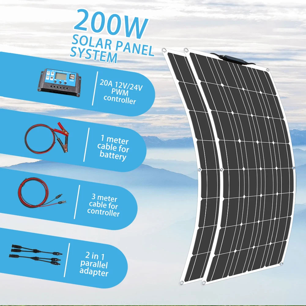100 Watt Solar Panel 200w 300w 400w Flexible PET Solar Panel
