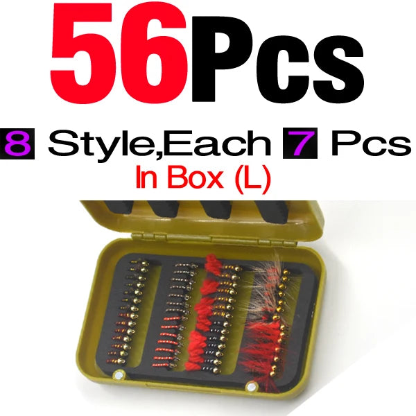 MNFT 32Pcs/Box Trout Nymph Fly Fishing Lure Dry/Wet Flies Nymphs Ice Fishing Lures Artificial Bait with Box from China