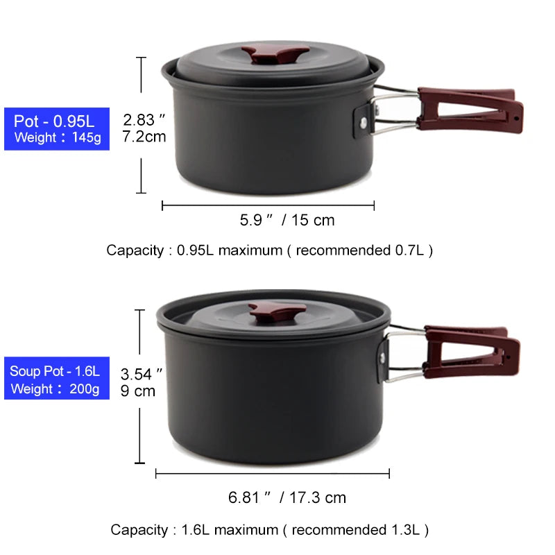 Camping Cookware Set and Outdoor Pot Tableware Kit