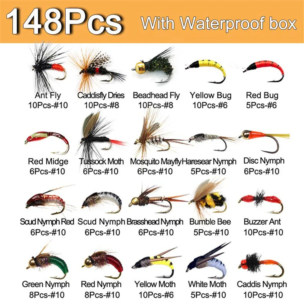 40-148 Pieces Assorted Fly Fishing Kit