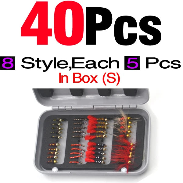MNFT 32Pcs/Box Trout Nymph Fly Fishing Lure Dry/Wet Flies Nymphs Ice Fishing Lures Artificial Bait with Box from China