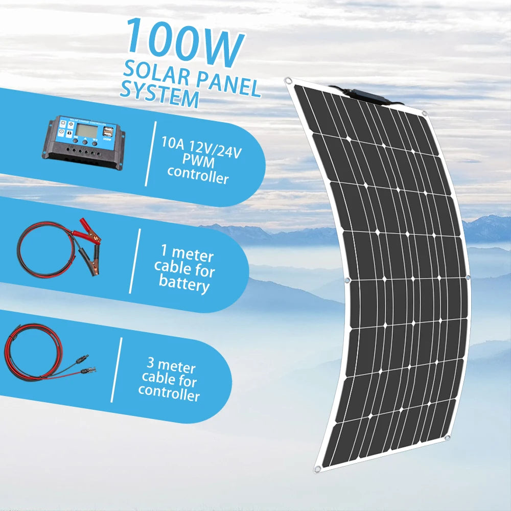 100 Watt Solar Panel 200w 300w 400w Flexible PET Solar Panel