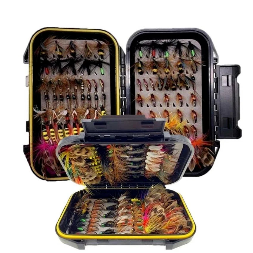 Trout Fly Fishing Flies Collection 32-112Pcs Flies Dry Wet Nymph Streamers Fly Assortment with Fly Box Flyfishing Fly Lures Kits from China