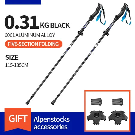 2Pcs Ultralight Folding Aluminum Trekking Poles