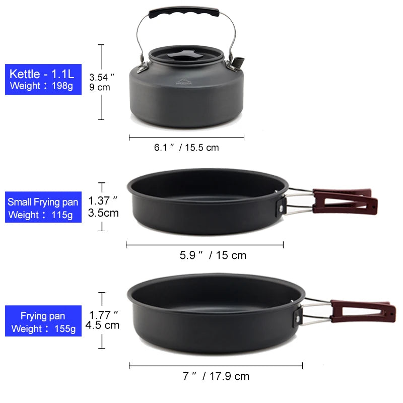Camping Cookware Set and Outdoor Pot Tableware Kit