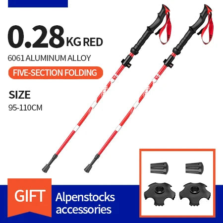 2Pcs Ultralight Folding Aluminum Trekking Poles