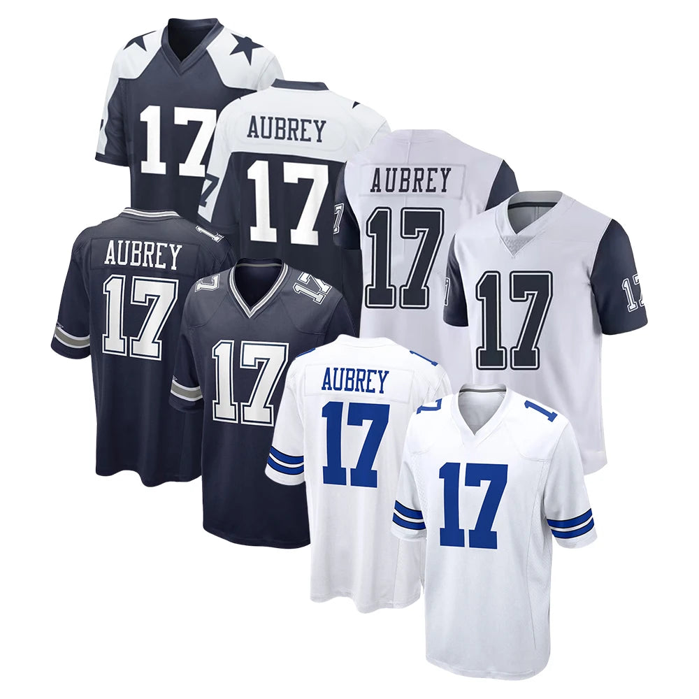 Dallas Cowboys (#17 Aubrey) American Football Jerseys from China (S&H $10)