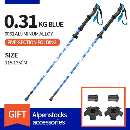 2Pcs Ultralight Folding Aluminum Trekking Poles