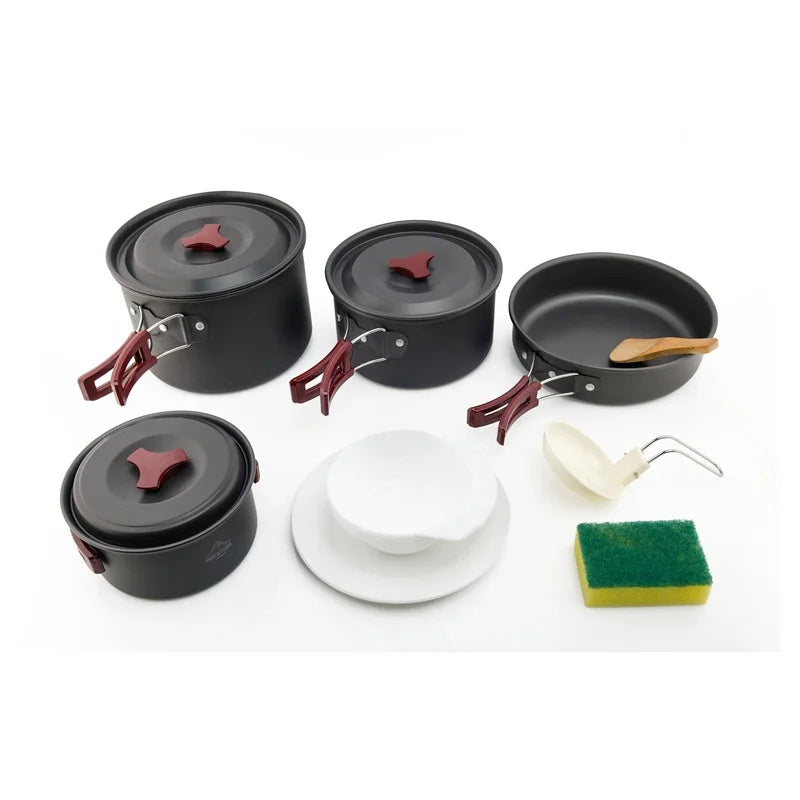 Camping Cookware Set and Outdoor Pot Tableware Kit