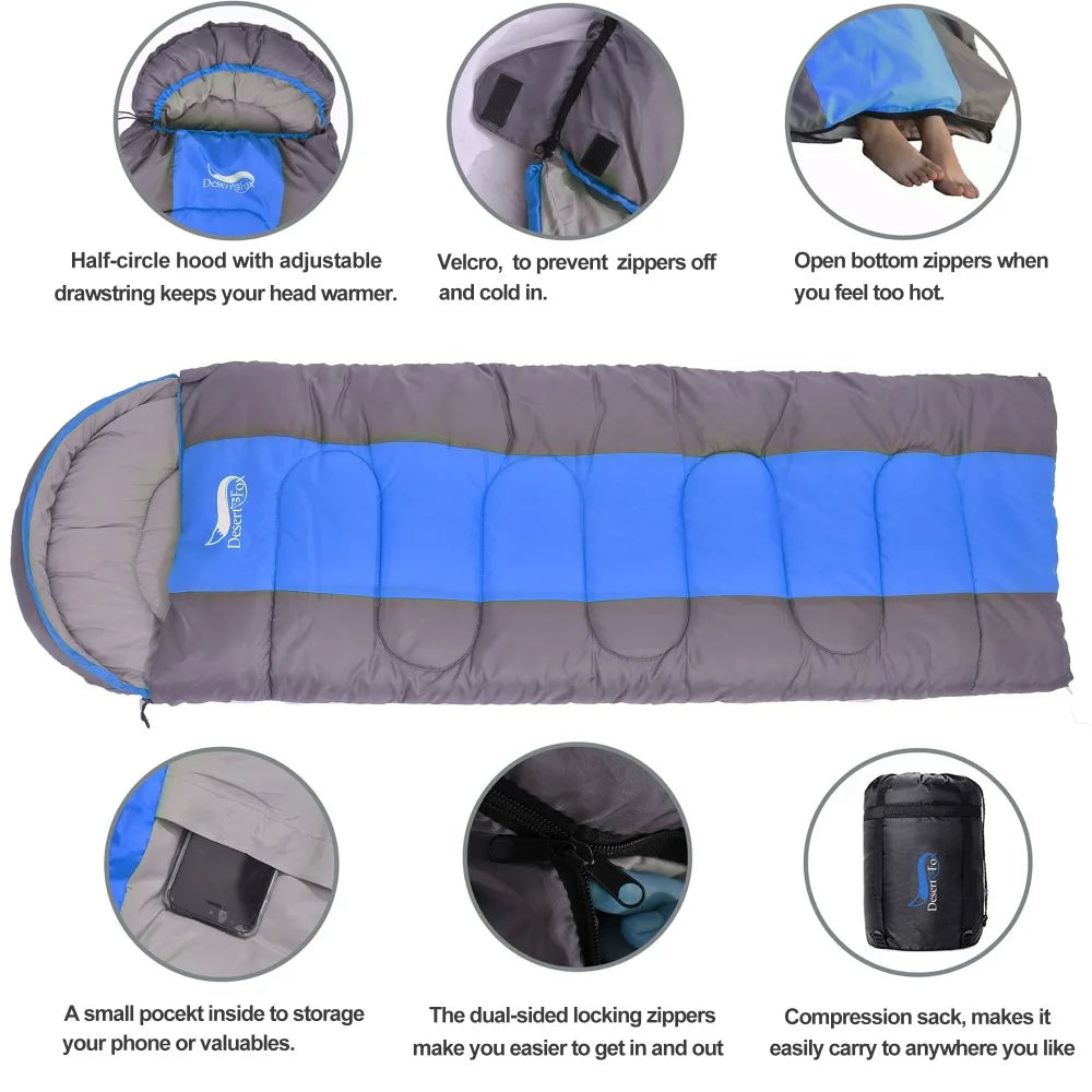 Desert&Fox Camping Sleeping Bag Lightweight 4 Season Warm & Cold Envelope Backpacking Sleeping Bag for Outdoor Traveling Hiking from China