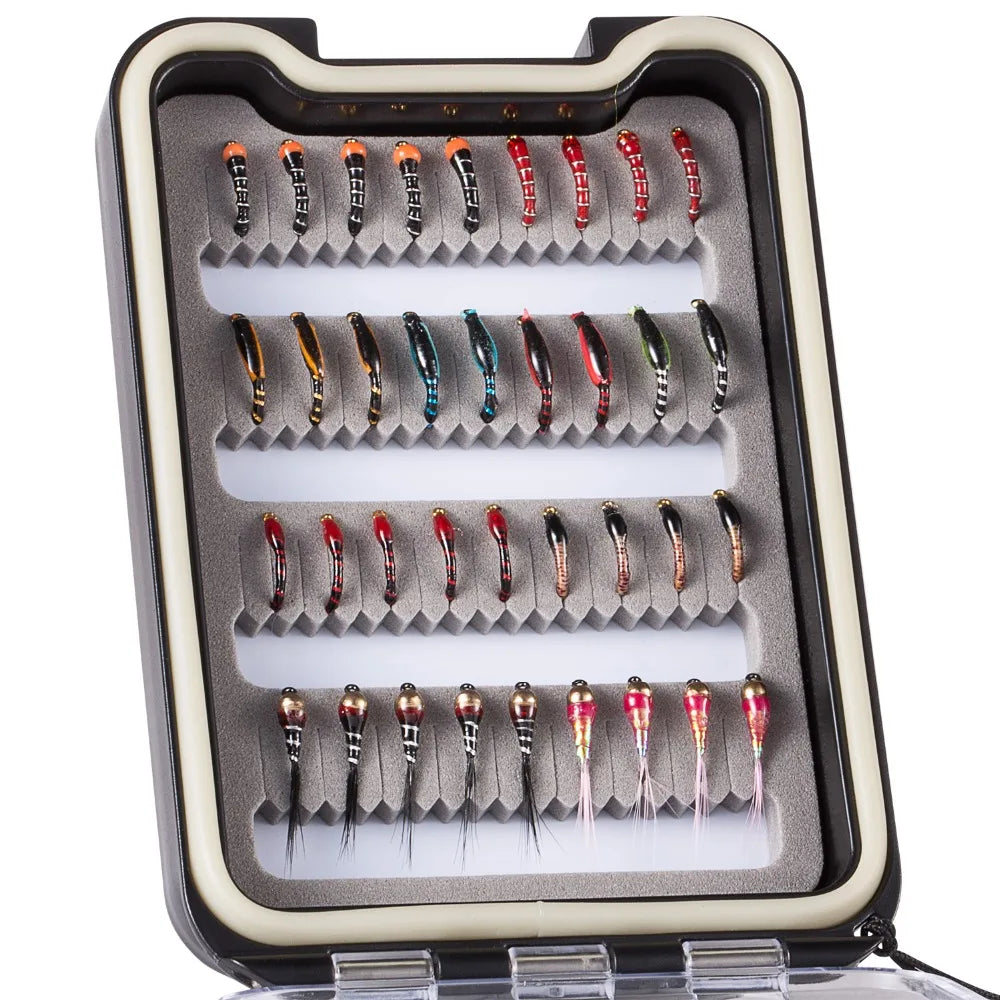 Bassdash Fly Fishing Flies Kit Assortment with Box,36pcs with Dry Wet Flies, Nymphs, Streamers from China