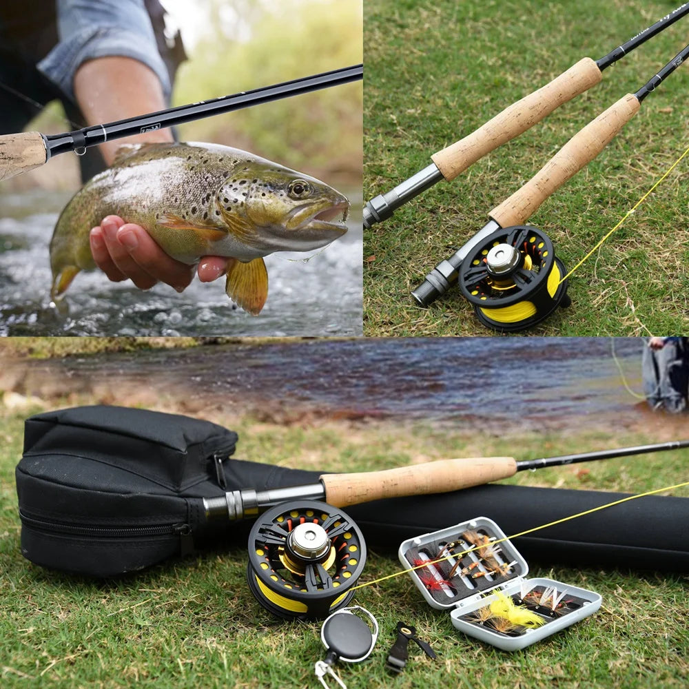 Goture Fly Fishing Rod Combo 5/6 7/8 CNC Machined Fly Reel Carbon Fiber Rod 2.74M & Fly Line&Tackle Box Triangle Tube from China
