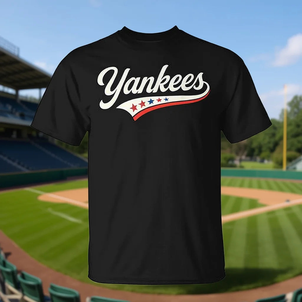 Yankees Vintage Style T-Shirt Black Crew Neck Unisex Adult Size