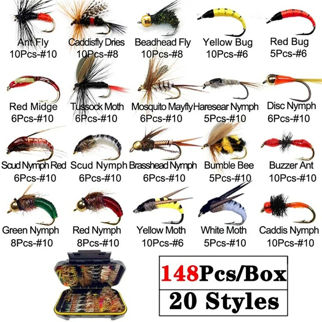 40-148 Pieces Assorted Fly Fishing Kit