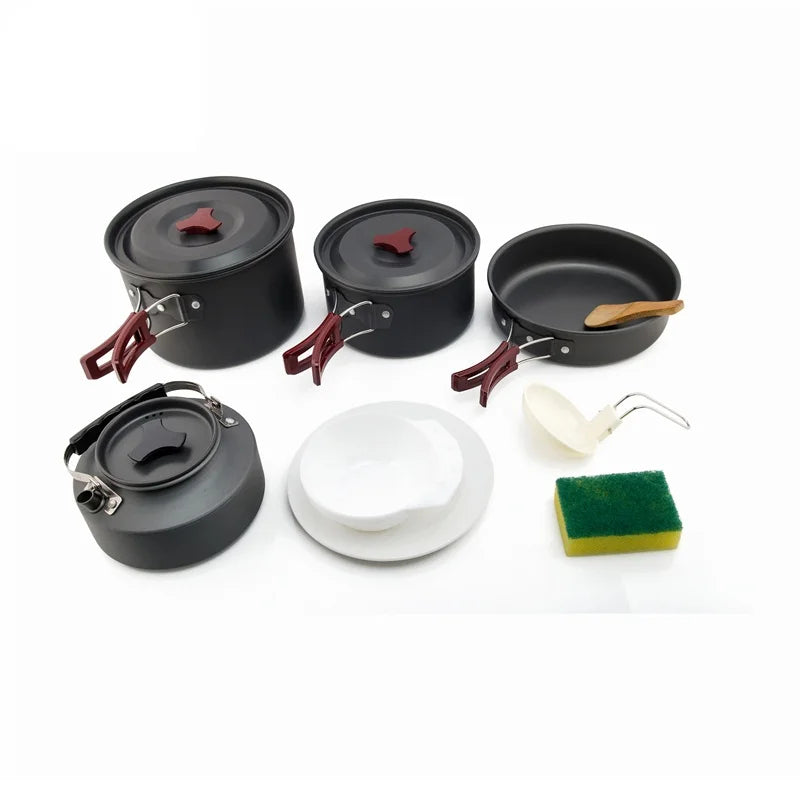 Camping Cookware Set and Outdoor Pot Tableware Kit