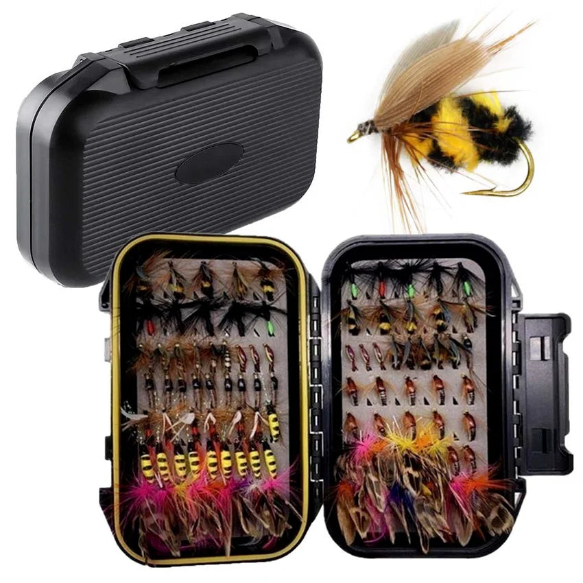 Trout Fly Fishing Flies Collection 32-112Pcs Flies Dry Wet Nymph Streamers Fly Assortment with Fly Box Flyfishing Fly Lures Kits from China