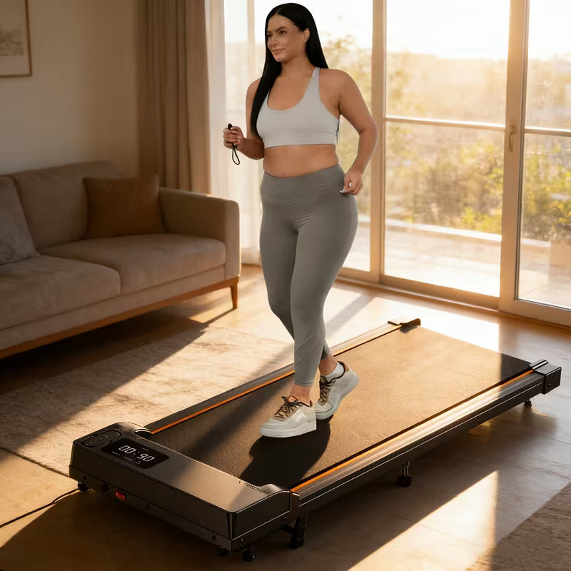 Portable Under Desk Walking Pad Treadmill, Support 2.5HP Lightweight Home Office Fitness Treadmill, 2-in