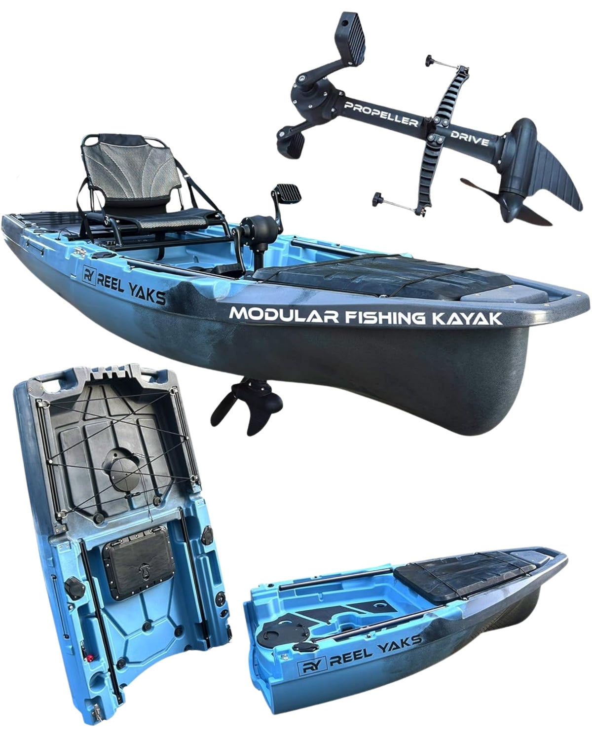 Blue-Gray Recon 10ft Propeller Drive Modular Fishing Kayak
