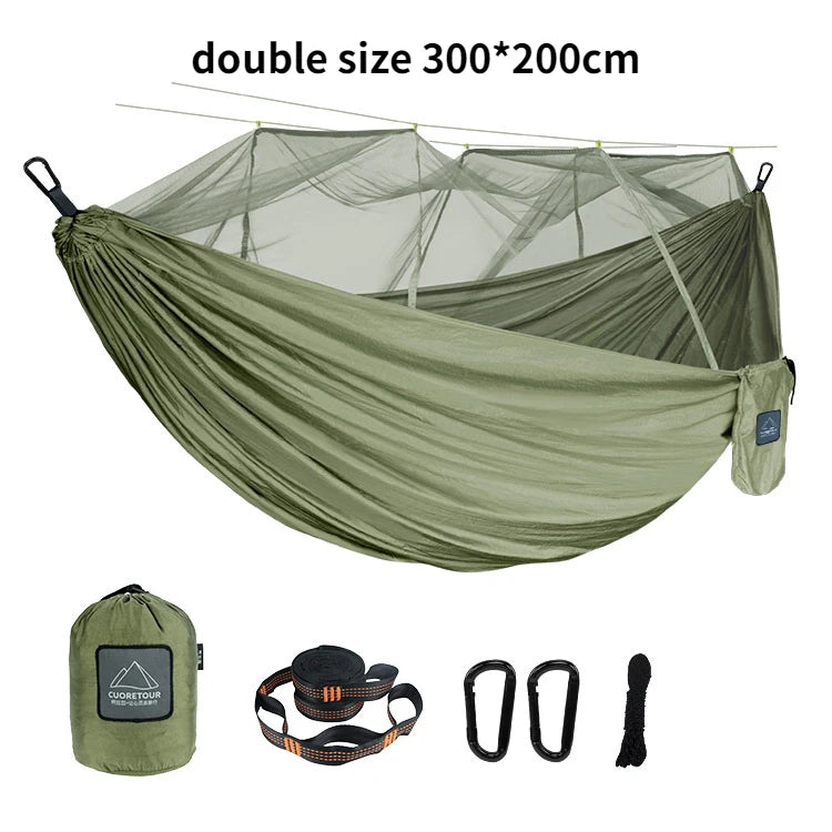Single or Double Camping Hammock with Mosquito Net