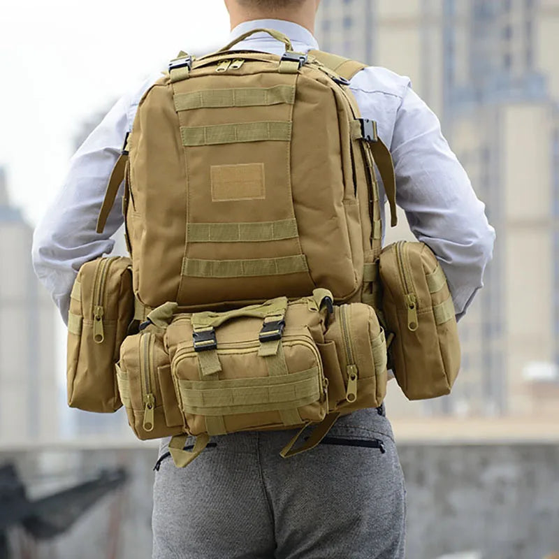 Men's Large Capacity 55L Backpack Tactical Backpack Outdoor Hiking Climbing Army Rucksacks Waterproof Camping Bags