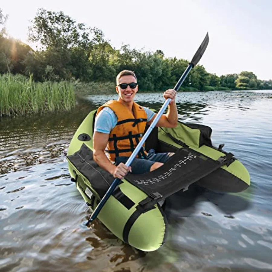 Fishing Float Tube with Adjustable Backpack Straps Storage Pockets Fish Ruler Fly Fishing Boat with Pump Oar Rod Holder and Mou