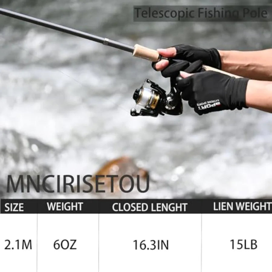 Carbon Fiber Fishing Pole Combo Set Spinning Reel 145pcs Accessories Kit