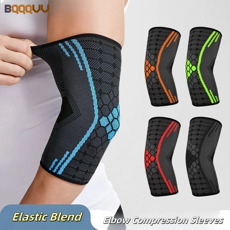 1PC Elbow Compression Sleeves For Tennis and Golfer's Elbow, Breathable Elastic Blend Elbow Brace Support for Men and Women