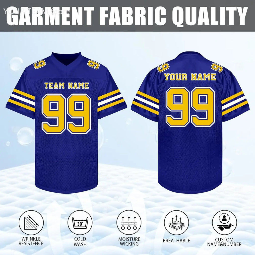 Custom Football Jersey with Personalized Logo Name Number Practice Shirt Stitched Sports Uniform