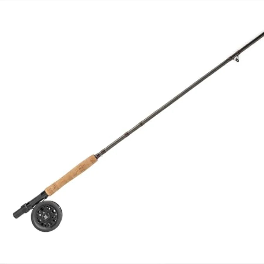 Caddis Creek Fly Fishing Rod and Reel Combo 9-Foot 2-Piece Fiberglass Rod Moderate Fast Action Single Action Fly Reel Aluminum