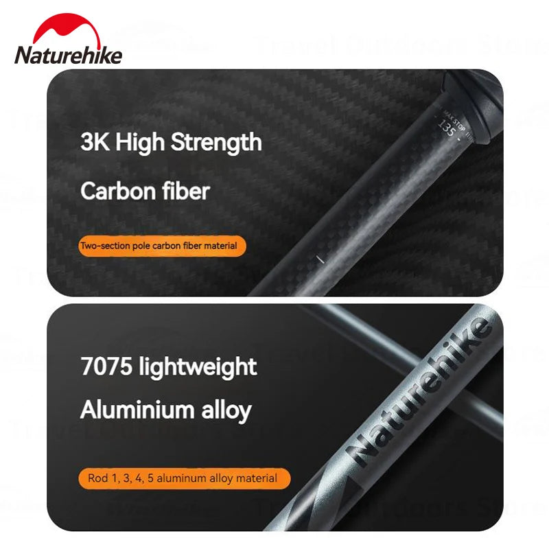 Outdoor Climbing 5-Section Carbon Fiber Aluminum Alloy Ultralight Trekking Pole