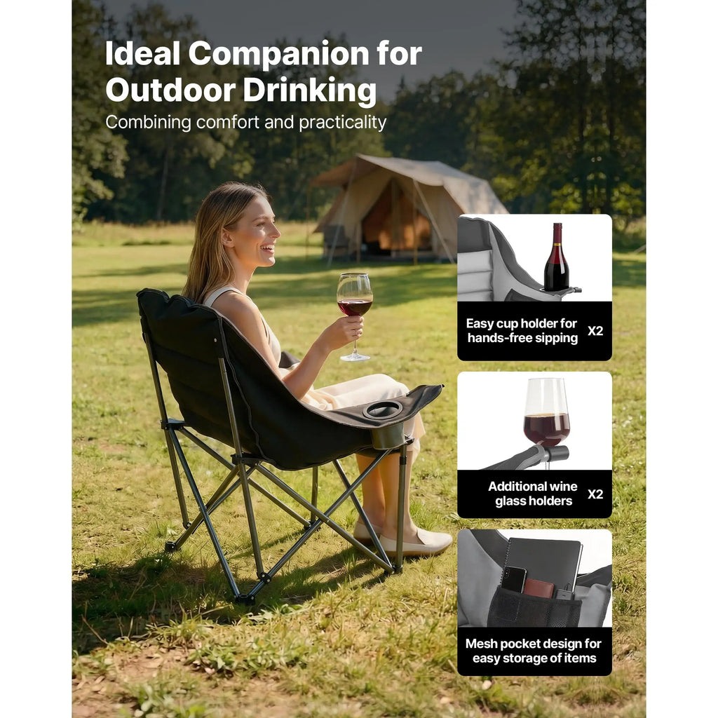 Portable Padded Folding Oversized Camping Chair w/Carry Bag