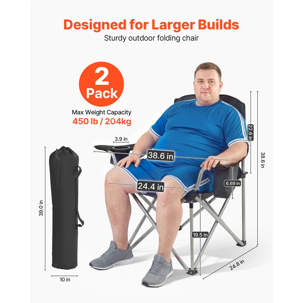 2Pack Heavy Duty Oversized Camping Folding Chairs