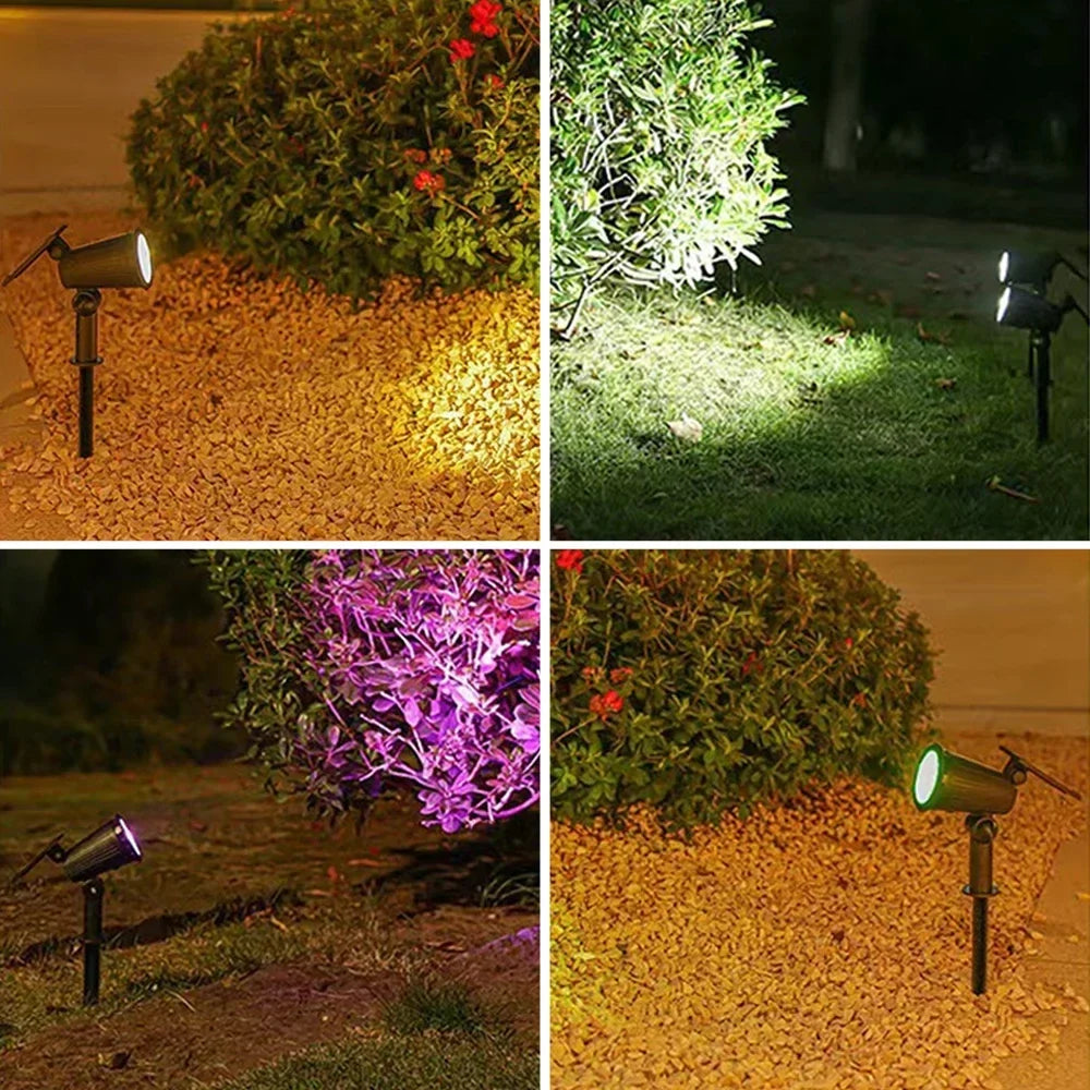 9 LED Solar Spot Lights Outdoor RGB Solar Landscape Lights IP65 Waterproof Brightness Adjustable for Garden Yard Palm Trees