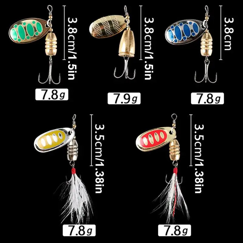 Fishing Lures Spinner Baits Kit with Tackle Boxes Fishing Spinnerbait Metal Spinner Lure Kit for Bass Trout Salmon Walleye
