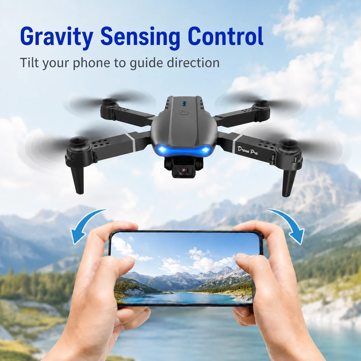 Drone With Screen Remote HD Dual Camera Optical Flow Hover 90° Adjustable Lens 50X Zoom 2.4G Real Time Image Transmission Foldable RC Quadcopter